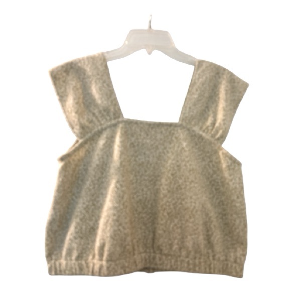 MADEWELL crop top size Medium, large square shoulders, light green, tan floral - Picture 2 of 7